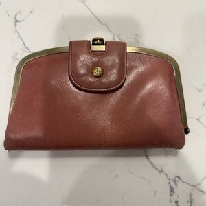 HOBO Rose colored Wallet with Gold Clasp and Smooth Leather